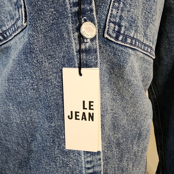 🔥Le Jean Eliza Denim Asymmetrical Hem Shirtdress - Picture 14 of 16